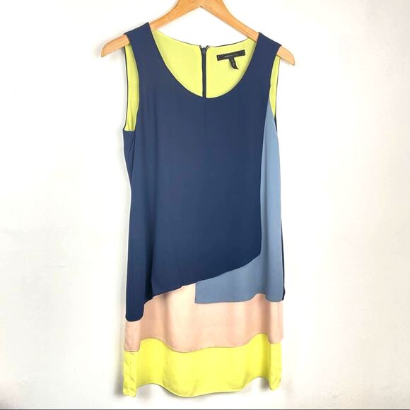 BCBG | Color Block Flowing Dress Blue Yellow Pink - Picture 3 of 9